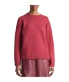 Vince Structured Crewneck Wool-blend Pullover In Red
