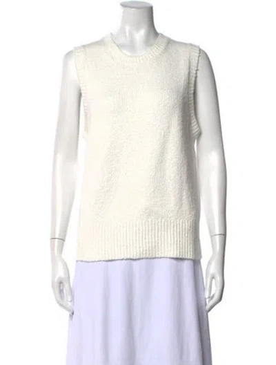 Pre-owned Vince Crew Neck Sweater In White