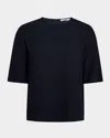 Vince Crewneck Elbow-sleeve Tee In Coastal