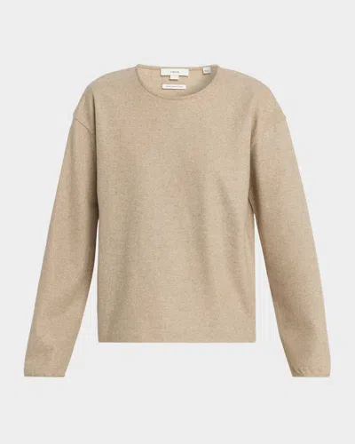 Vince Crewneck Fleece Sweater In Brown