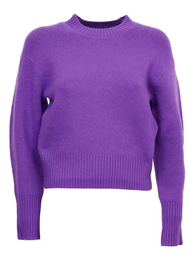 Vince Crewneck Knitted Jumper In Purple