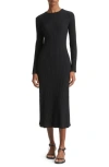 Vince Ribbed Long Sleeve Midi Dress In Coastal