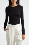 Vince Crewneck Pima Cotton Top In Black