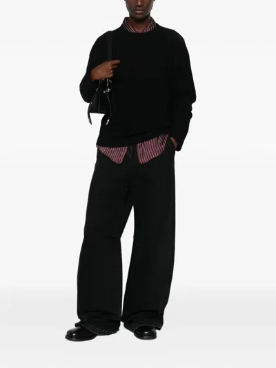 Vince Crew-neck Ribbed-trim Sweater In Black