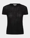 Vince Waffle Knit Short Sleeve Sweater In Black