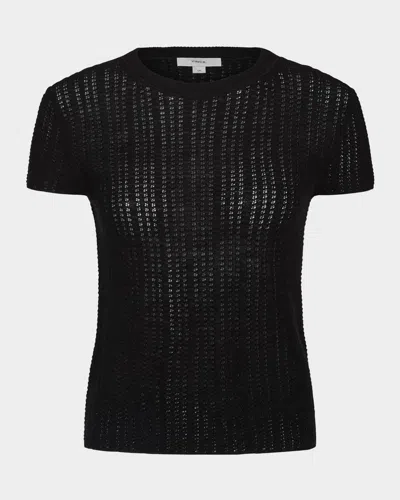 VINCE CREWNECK WAFFLE-KNIT TOP