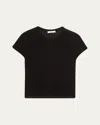 Vince Crewneck Waffle-knit Top In Black