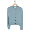 Vince Crewneck Wool Blend Cardigan In Blue