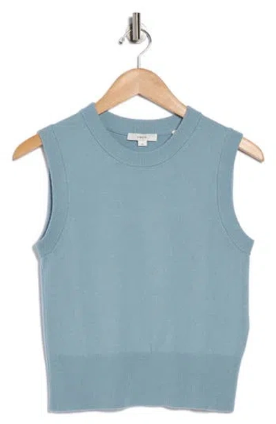 Vince Crewneck Wool Blend Sweater Tank In Blue