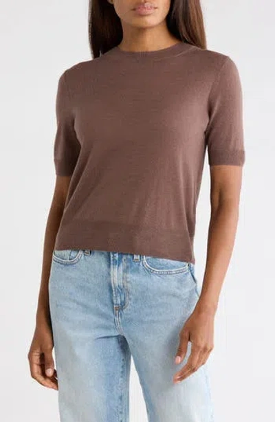Vince Crewneck Wool Sweater In Brown