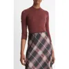 Vince Crewneck Wool Top In Dark Rosewood