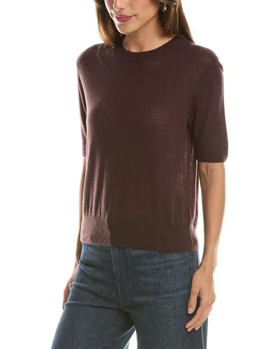 Vince Crewneck Wool T-shirt In Brown