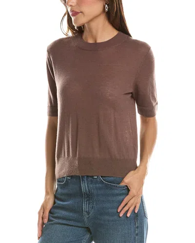 Vince Crewneck Wool T-shirt In Brown