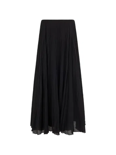 Vince Crinkled Panelled Long Skirt In Black