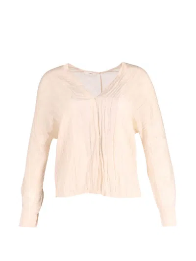 Pre-owned Vince Crinkled V-neck Top In Neutral