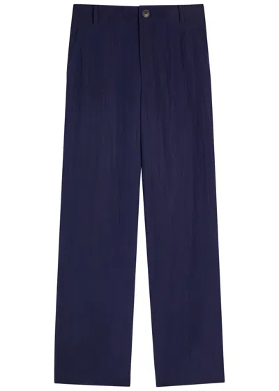 Vince Crinkled Woven Trousers In Blue