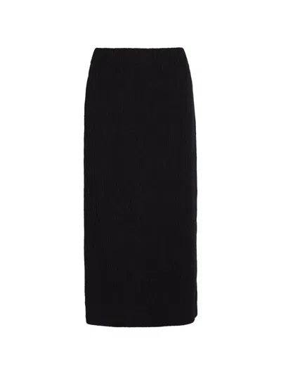 Vince Crinkled-finish Midi Skirt In Black