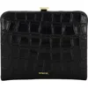 Vince Croc Embossed Frame Wallet In Black