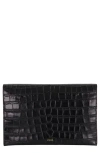 Vince Croc Embossed Leather Clutch In Black