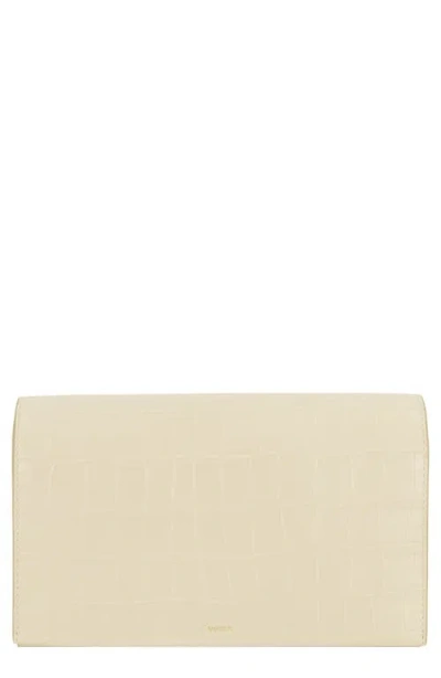 Vince Croc Embossed Leather Crossbody Wallet In Silver