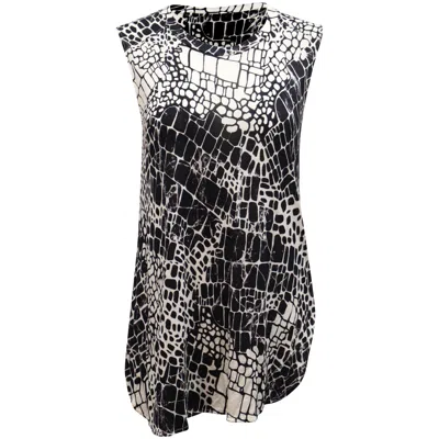 Vince Croc Print Sleeveless Top In Black And White Viscose