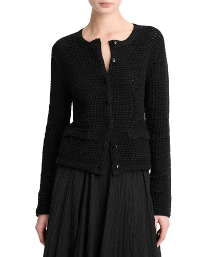 Vince Crochet Cardigan Jacket In Black