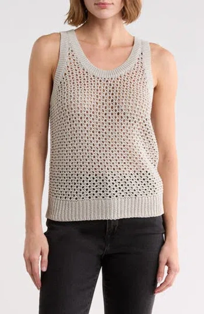 Vince Crochet Cotton Tank In Salt Glass