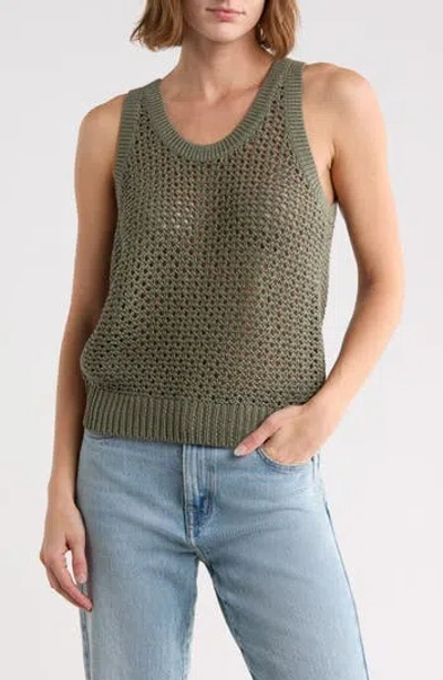 Vince Crochet Cotton Tank In Sea Fern