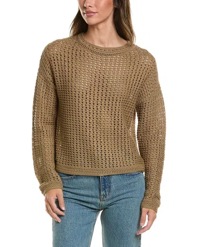 Vince Crochet Sweater In Brown