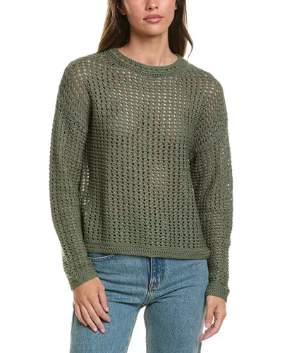 Vince Crochet Sweater In Green