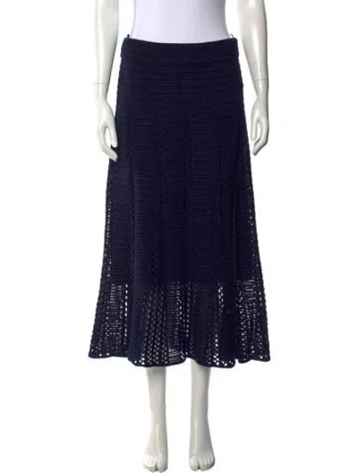 Pre-owned Vince Crochet Trim Midi Length Skirt In Blue