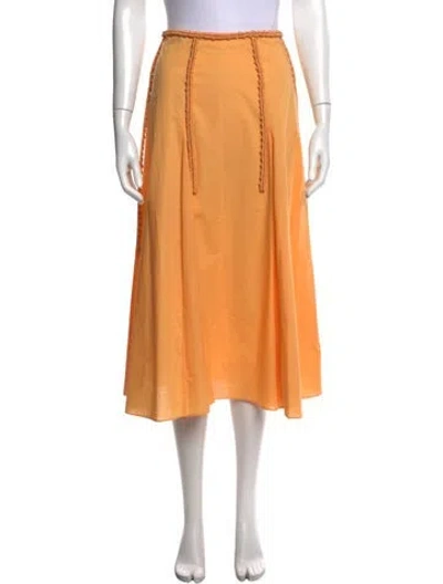 Pre-owned Vince Crochet Trim Midi Length Skirt In Orange