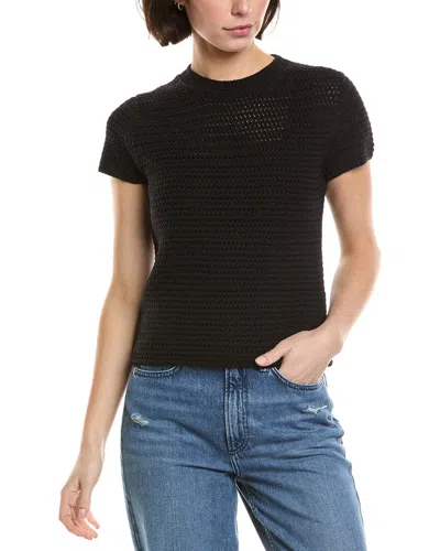 Vince Crochet T-shirt In Black