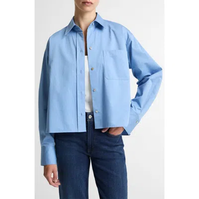 Vince Crop Cotton Shirt In Blue