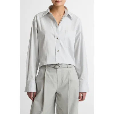 Vince Crop Cotton Shirt In Gray