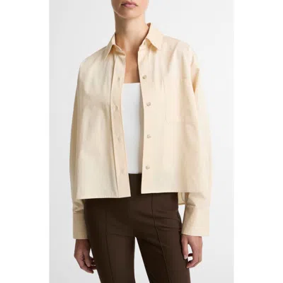 Vince Crop Cotton Shirt In Neutral