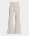 Vince Crop Flare Gardeners Check Pants In Stonetan