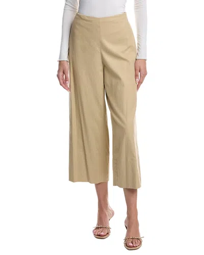 Vince Crop Wide Linen-blend Pant In Animal Print