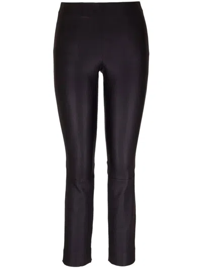 Vince Cropped Black Leggings In Sheep Leather