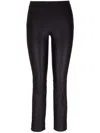 Vince Cropped Black Leggings In Sheep Leather In Blue