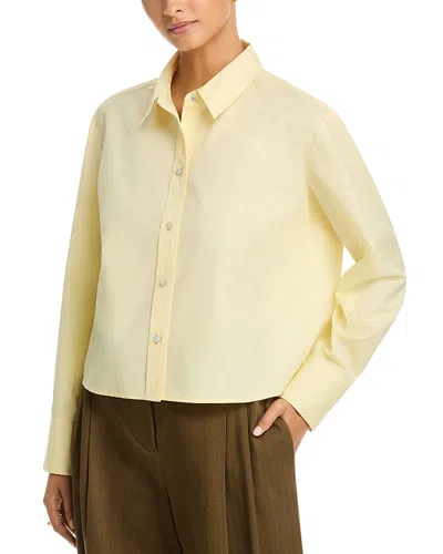 Vince Cropped Button Down Shirt In Neutral