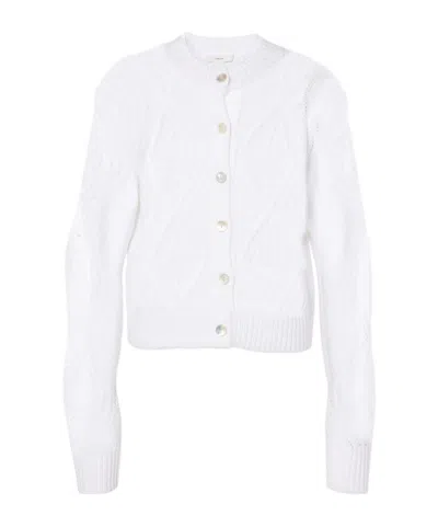 Vince Cropped Cotton Cardigan In White