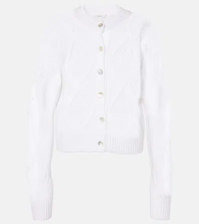 Vince Cropped Cotton Cardigan In White