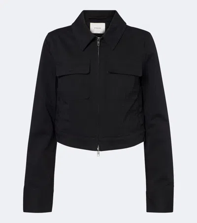 Vince Cropped Cotton Jacket In Black