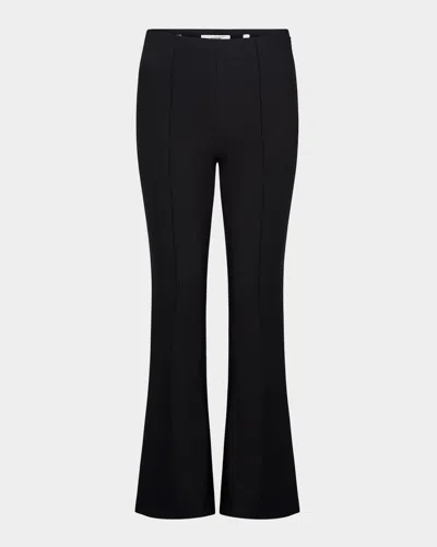 Vince Cropped Flare-leg Pintuck Pants In Black