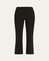 Vince Cropped Flare-leg Pintuck Pants In Black