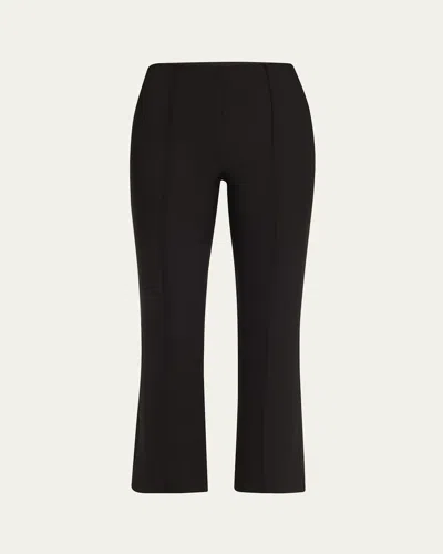 Vince Cropped Flare-leg Pintuck Pants In Black