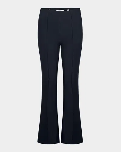 Vince Cropped Flare-leg Pintuck Pants In Blue