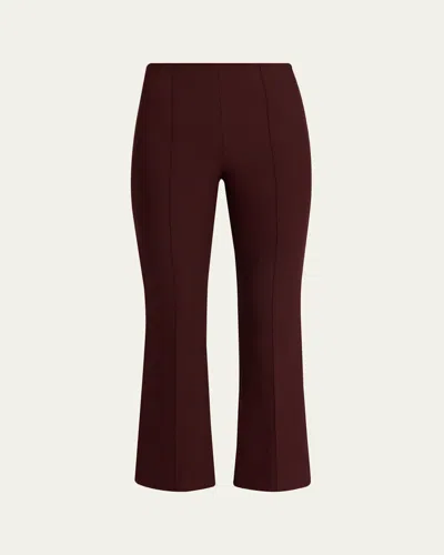 Vince Cropped Flare-leg Pintuck Pants In Burgundy