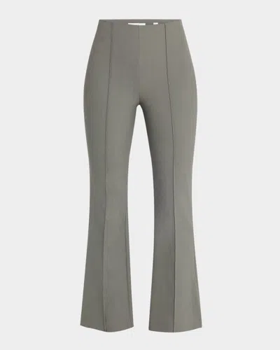 Vince Cropped Flare-leg Pintuck Pants In Gray